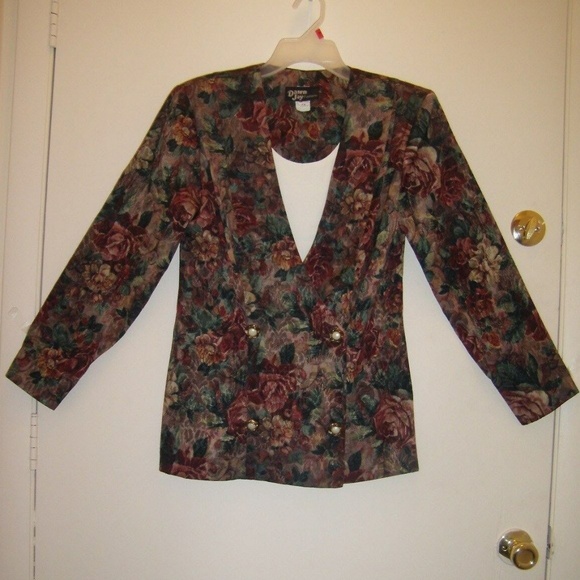 Vintage Tapestry-like Material Tapered Blazer